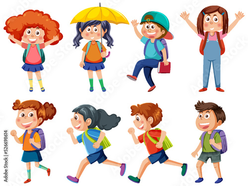 Children doing different activities set