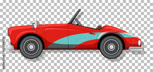 Cute vintage car on grid background
