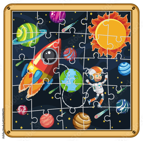 Astronaut in space photo puzzle game template