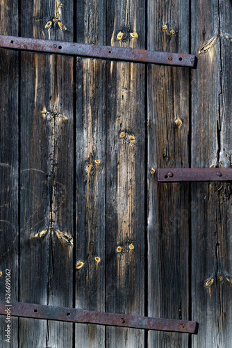 Wooden door. Vintage building background.