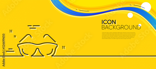 Eyeglasses line icon. Abstract yellow background. Oculist clinic sign. Optometry vision symbol. Minimal eyeglasses line icon. Wave banner concept. Vector