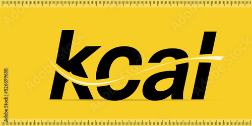 flat kacl cut icon yellow background, healthy lifestyle concept, lose weight, obesity treatment, Stop eating high calories foods, Kilocalorie logo Vector illustration.