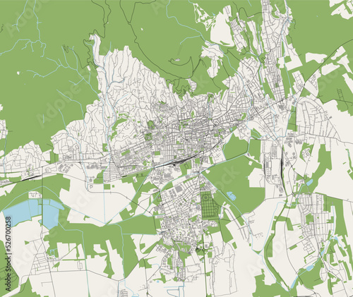 map of the city of Pecs, Hungary