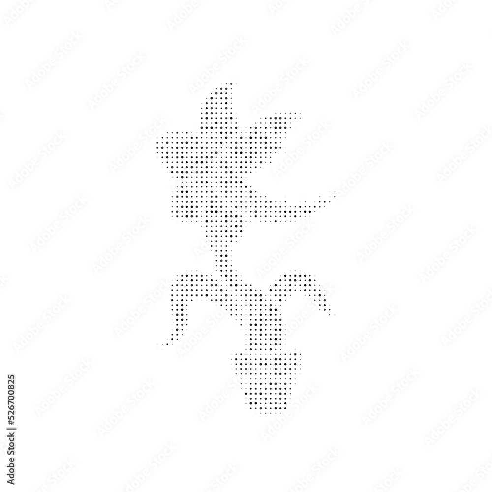 The carnivorous plant symbol filled with black dots. Pointillism style. Vector illustration on white background