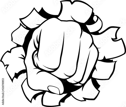 Fist Punching Through Backg...