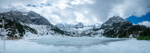 Seebensee lake in Austria during winter