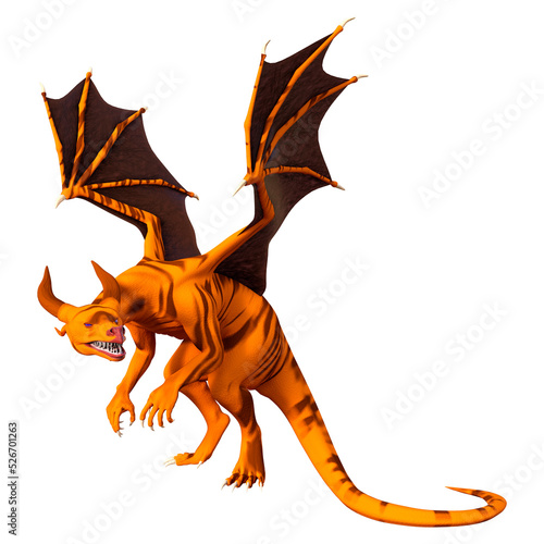 3D Rendering Fairy Tale Dragon on White