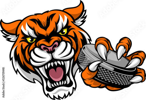 Canvas Print Tiger Ice Hockey Player Animal Sports Mascot