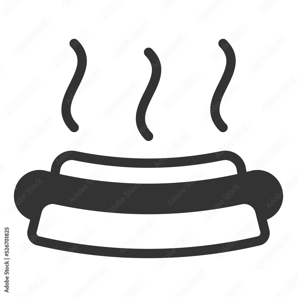 Hot sausage in dough, hot dog - icon, illustration on white background, glyph style Hot sausage in dough, hot dog - icon, illustration on white background, glyph style