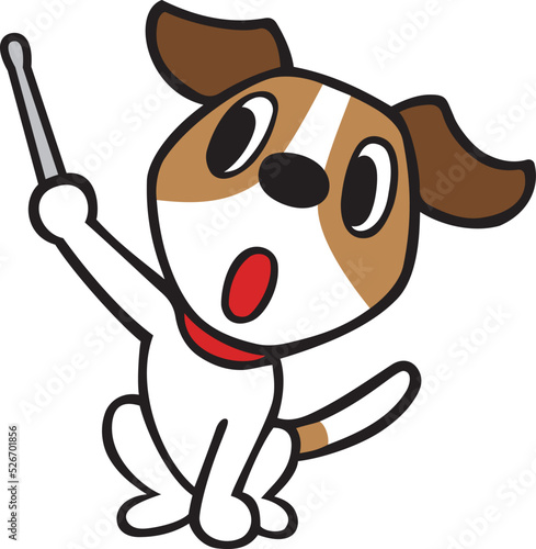 ジャックラッセルテリア犬　指し棒で説明ポーズ