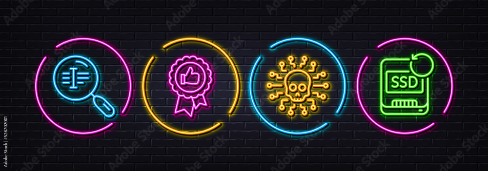 Positive feedback, Cyber attack and Search text minimal line icons. Neon laser 3d lights. Recovery ssd icons. For web, application, printing. Award medal, Hacker skull, Find word. Backup info. Vector Positive feedback, Cyber attack and Search text minimal line icons. Neon laser 3d lights. Recovery ssd icons. For web, application, printing. Award medal, Hacker skull, Find word. Backup info. Vector