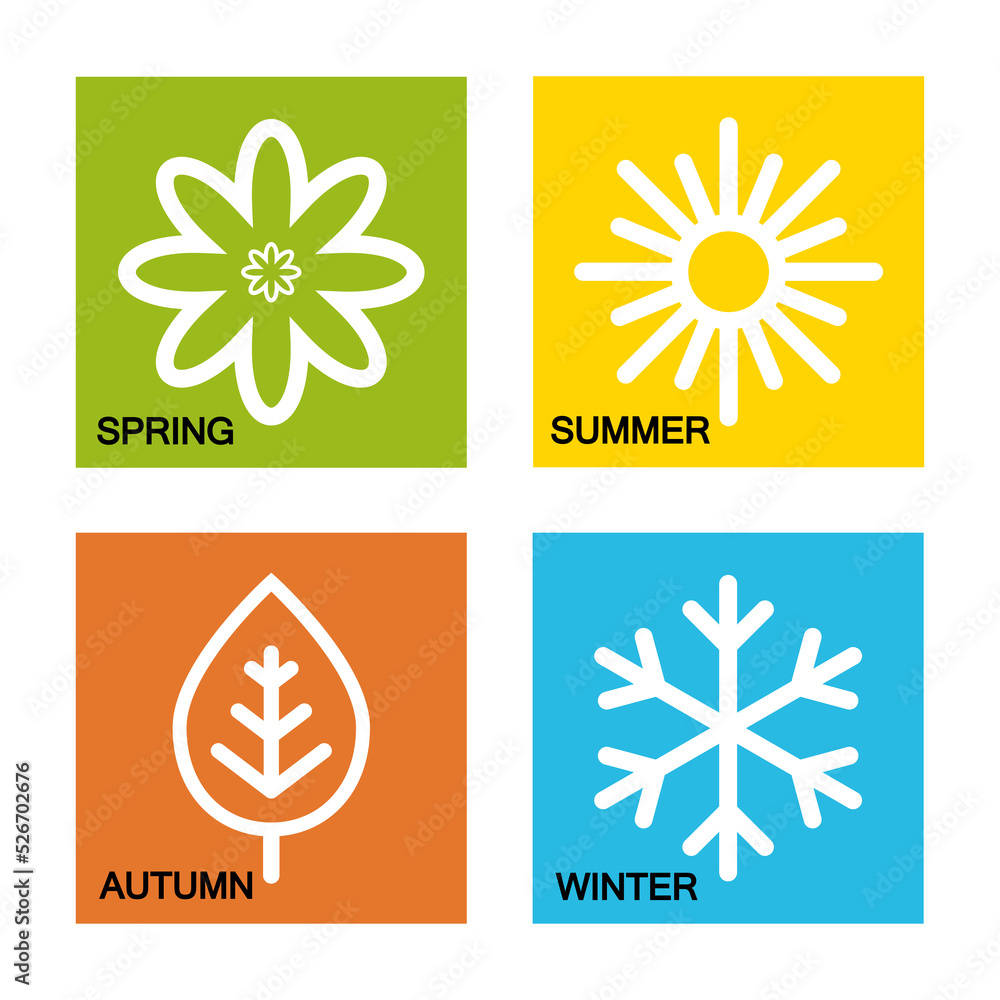Seasons colorful icons set. Seasons - spring, summer, autumn, winter. Seasons colorful icons set. Seasons - spring, summer, autumn, winter.