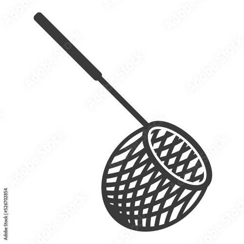 Landing net for catching fish glyph icon isolated on white background.Vector illustration.