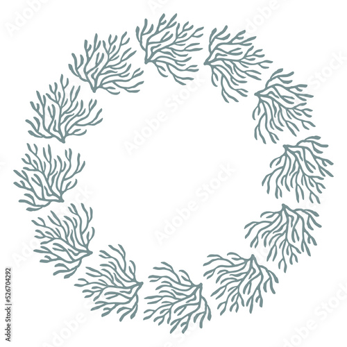 Minimalist round composition, colorful wreath design, .flowing forms
