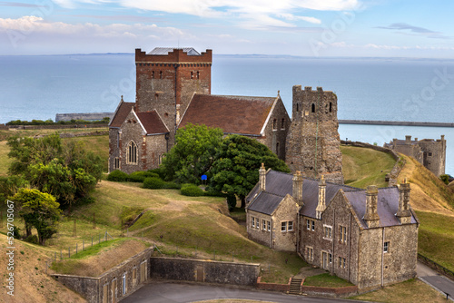 Roman Lighthouse and Anglo-Saxon church in Dover Castle, Kent, England, United Kingdom