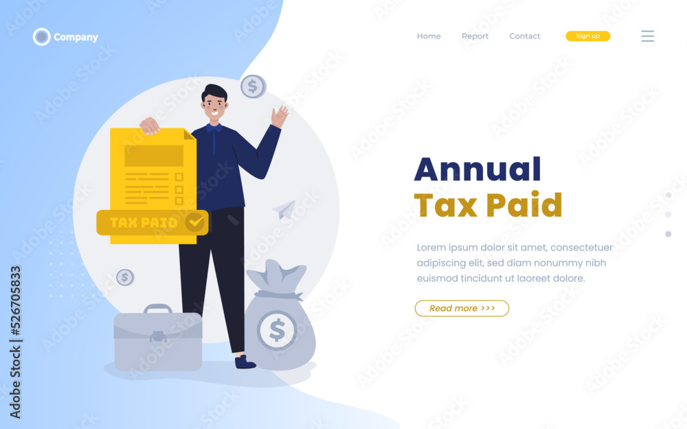 Annual tax paid illustration flat design