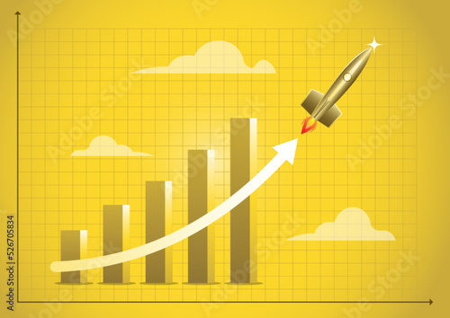 Exponential growth or earning rising up graph