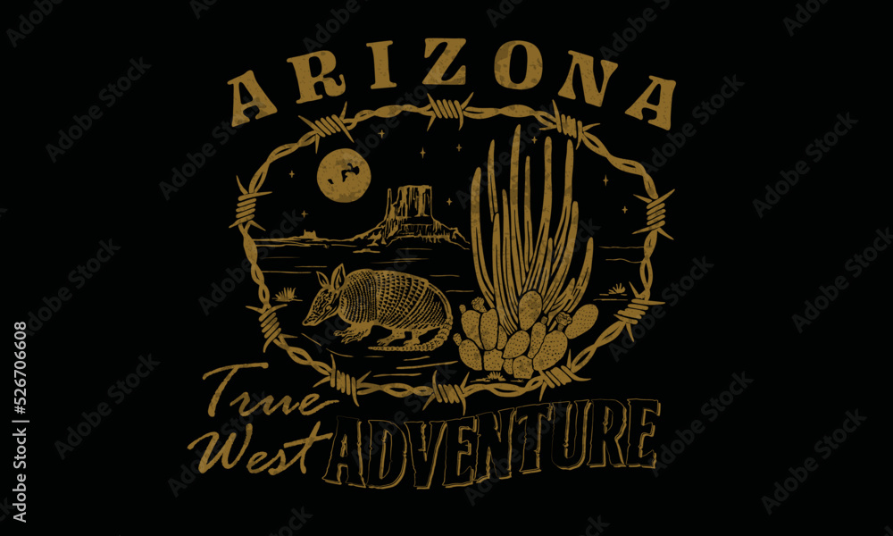 Obraz premium armadillo in arizona desert with logotype design