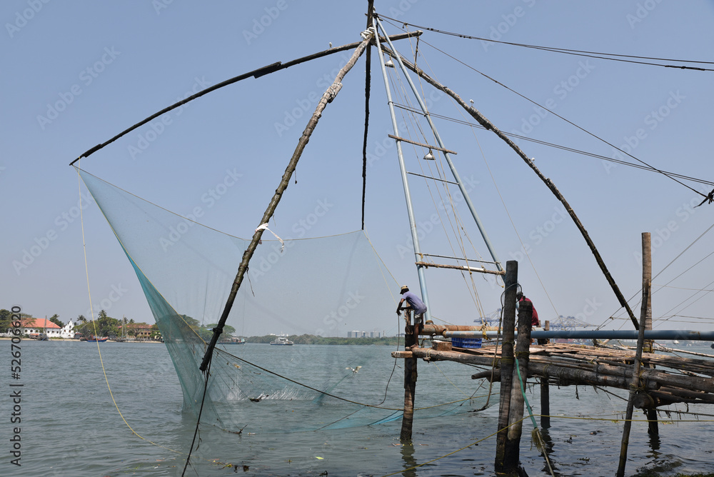 Pêche au filet à Cochin. Inde du Sud