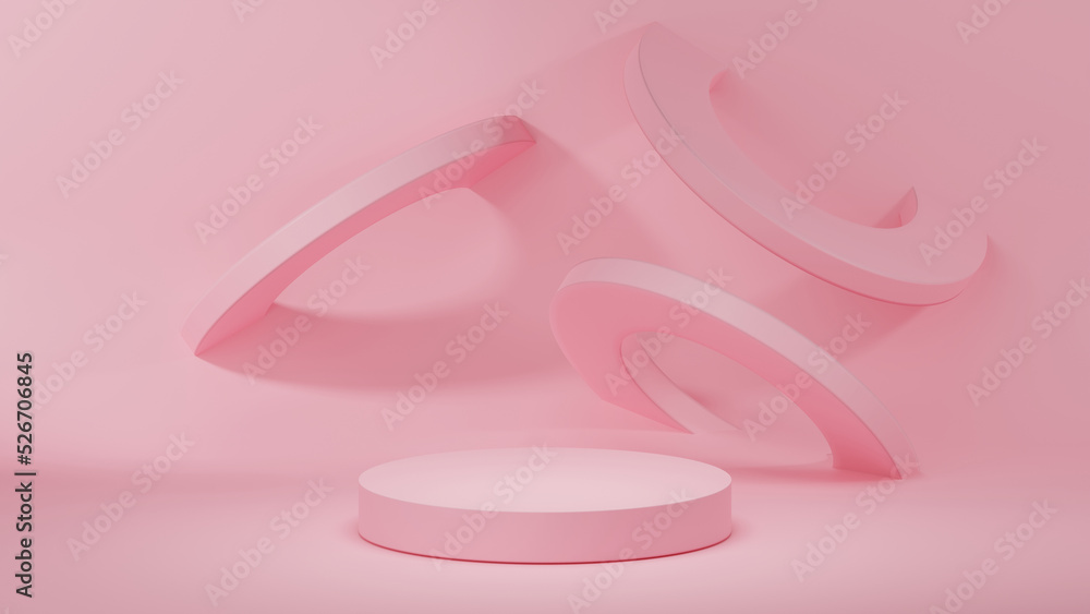 3D render. Pink product podium, stand, pedestal. 3D render. Pink product podium, stand, pedestal.