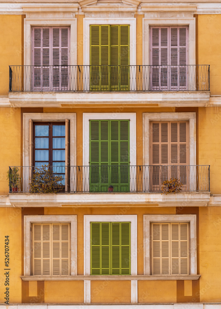 Facade of a building in Palma de Mallorca, Spain.