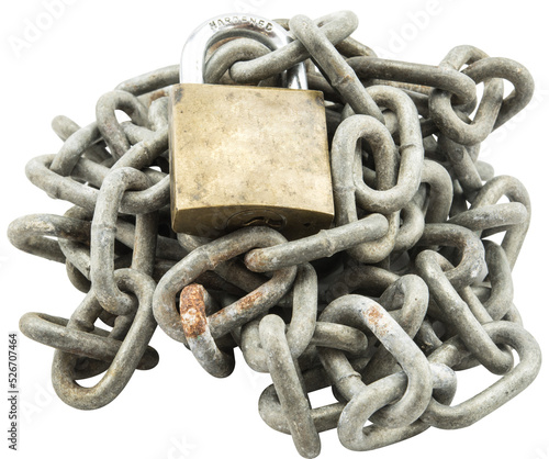 Old rusty chain isolated