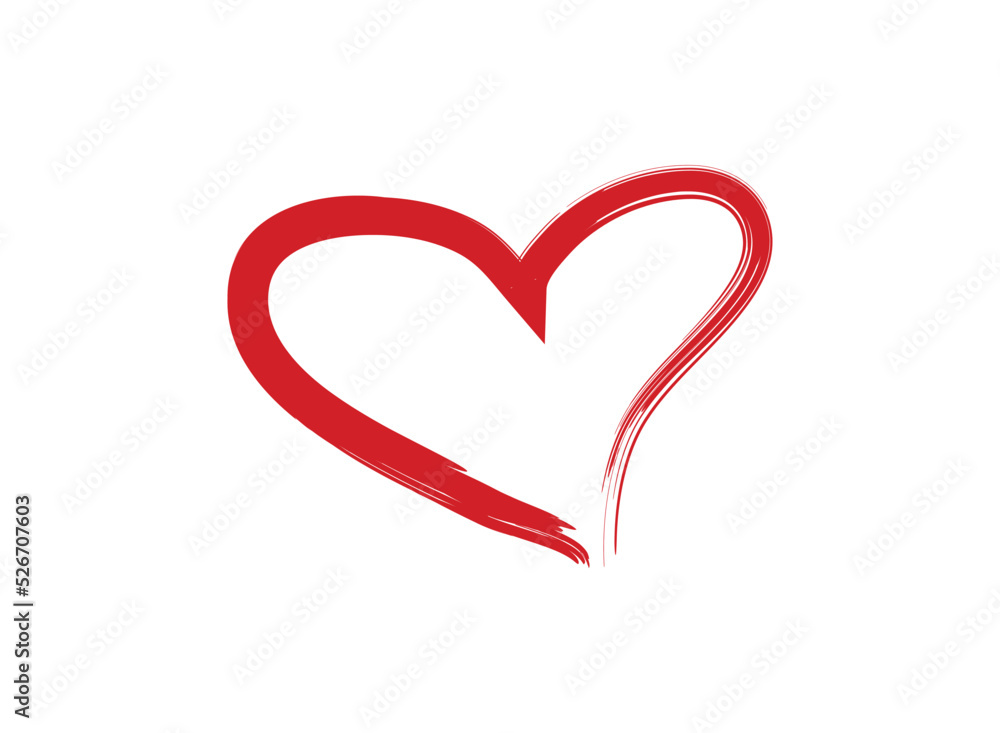 Vector Heart shape frame with brush painting isolated on white background. Vector Heart shape frame with brush painting isolated on white background.