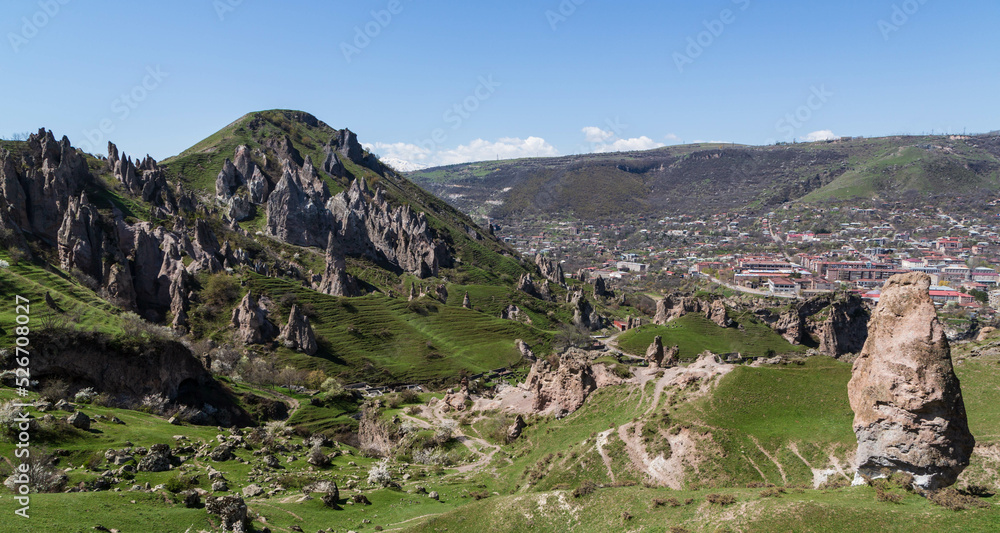 Old Goris, a beautiful natural area filled with rock spire formations that surrounds the city of Goris, Armenia