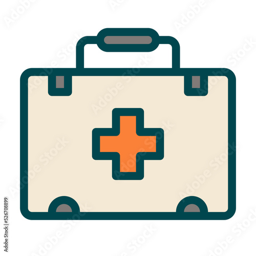 First aid kit icon in colored outline style