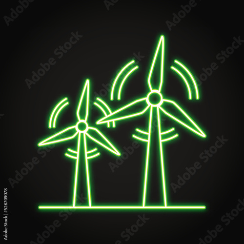Neon wind turbine in line style