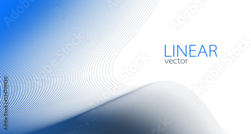 Blue lines in 3D perspective vector abstract background, dynamic linear minimal design, wave lied pattern in dimensional and movement.