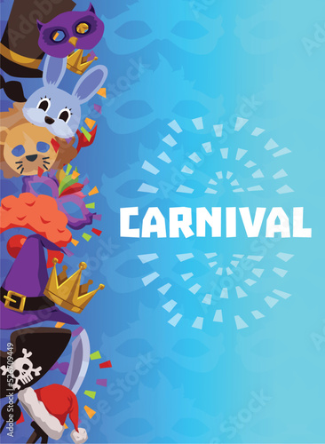 Vertical banner or poster about carnival flat style, vector illustration