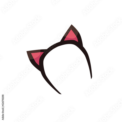 Cute headband with cat’s ears, carnival costume element - flat vector illustration isolated on white background.