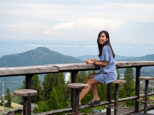Woman Asain and Nationality Thai and mountain at Phetchabun, Thailand.