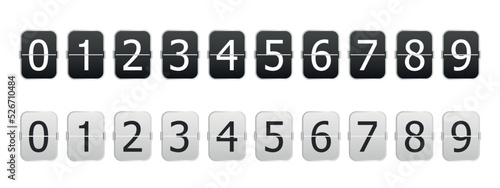 Number Plates, Clock Counter, Timer Flip Countdown, Time Remaining Countdown - Vector Illustrations Set Isolated On White Background