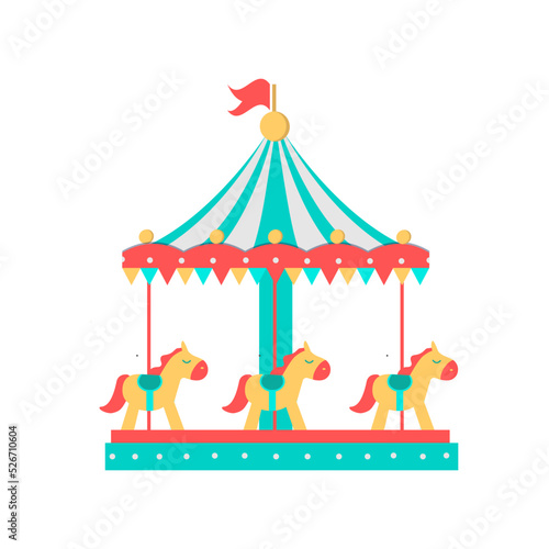 Obraz na płótnie Colorful carousel on white background, vector illustration w salonie