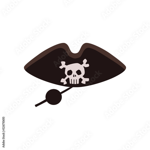 Black pirate eye headband and hat with skull and bones flat style