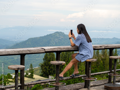 Woman Asain and Nationality Thai and mountain at Phetchabun, Thailand.