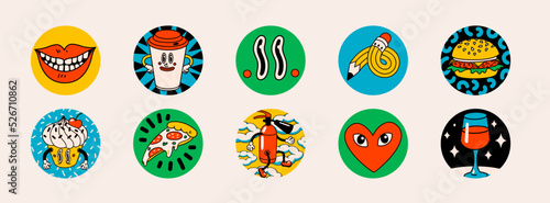 Cartoon vector abstract highlights covers for a social media stories.