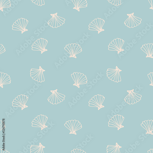 Sea shell seamless pattern. Seashell repeat texture background