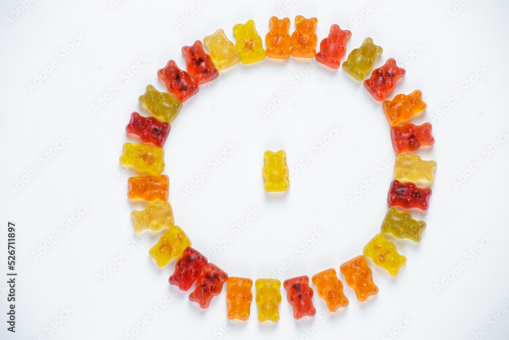 jelly candy. Fruit jelly bears in different flavors and colors. sweets