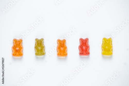 jelly candy. Fruit jelly bears in different flavors and colors. sweets are in a row