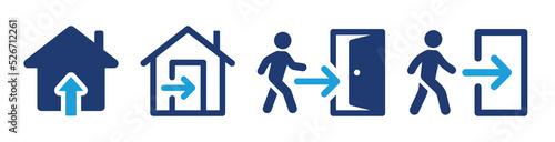Entry icon set. Entrance with arrow and doorway icon vector illustration.
