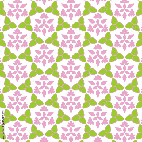 seamless pattern with pink flowers green leaf graphic design for printing, textile, mosaic and fabic, illustration wallpaper
