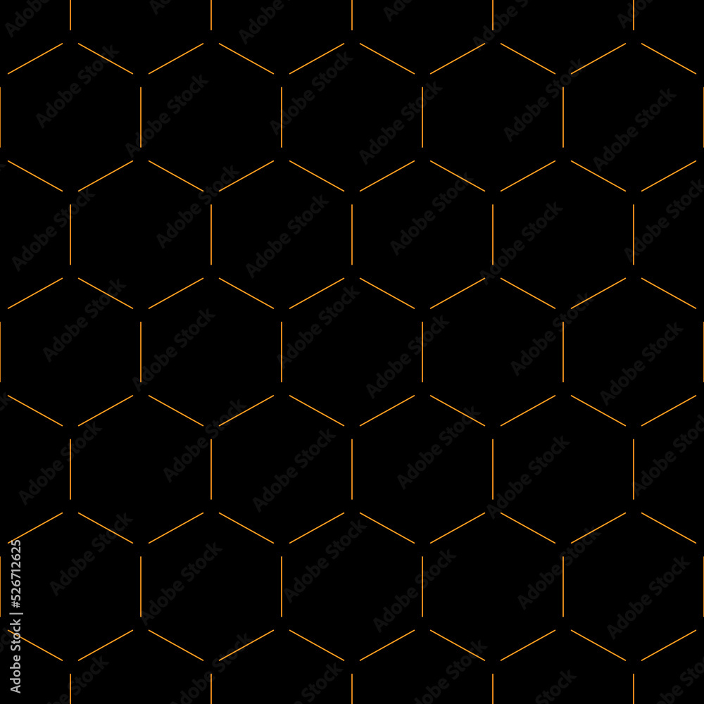 Hexagons grid abstract geometric seamless vector Hexagons grid abstract geometric seamless vector background. Stylish geometric pattern. Orange hexagons, isolated on black background. Hexagons grid abstract geometric seamless vector Hexagons grid abstract geometric seamless vector background. Stylish geometric pattern. Orange hexagons, isolated on black background.