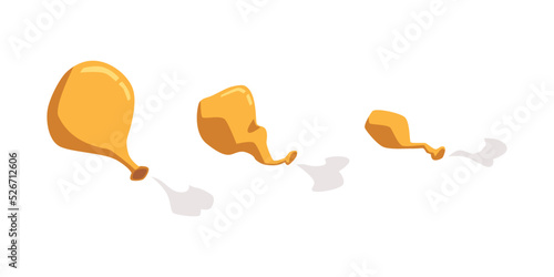 Set of deflating yellow balloons different volume and size flat style