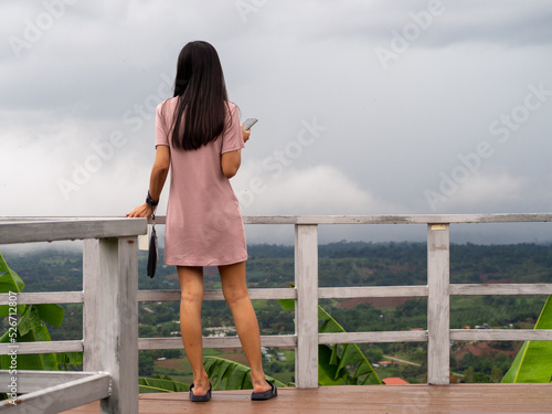 Woman Asain and Nationality Thai and mountain at Phetchabun, Thailand.