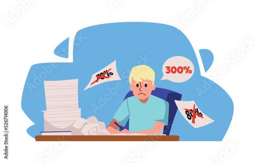 Blonde man frustrated because it is not possible to complete task at three hundred percent