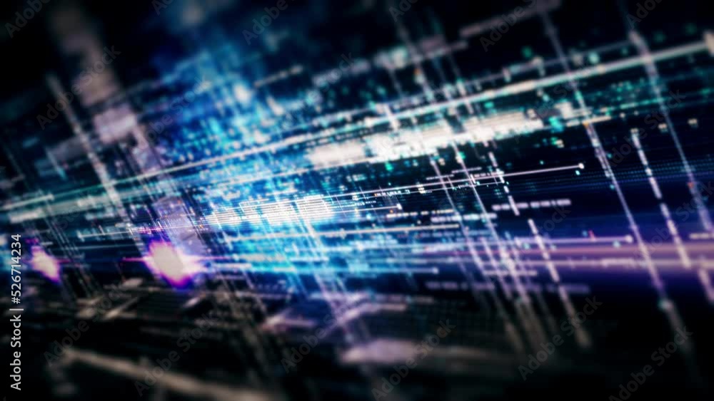 Futuristic abstract de-focus flowing data matrix, meta, metaverse, telemetry and encrypt numbers display with particles simulation in cyber space environment for head up display background Futuristic abstract de-focus flowing data matrix, meta, metaverse, telemetry and encrypt numbers display with particles simulation in cyber space environment for head up display background