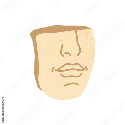 Antique sculpture of female face, body part carved on statue. Isolated culture artwork of Greece or Roman Empire, ancient artifacts. Vector in flat style